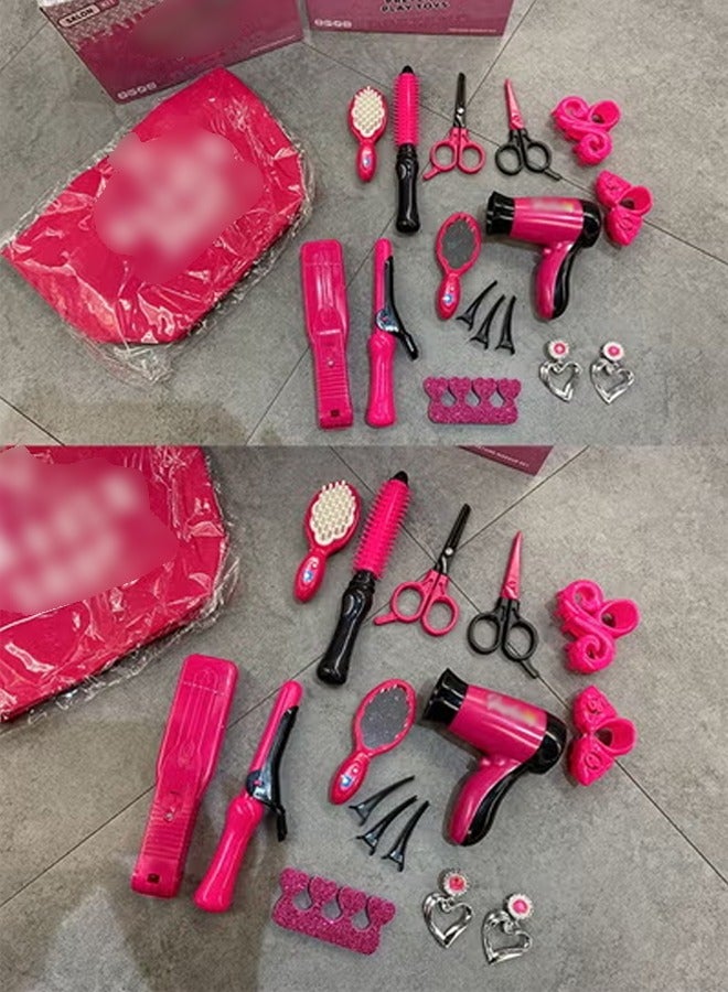 DUNISO Kids Hair Salon Playset, simulation hair styling tool toy set, with hair dryer, mirror, curling iron and other children's accessories, made of plastic material, suitable for children over 3 years old - Image 5
