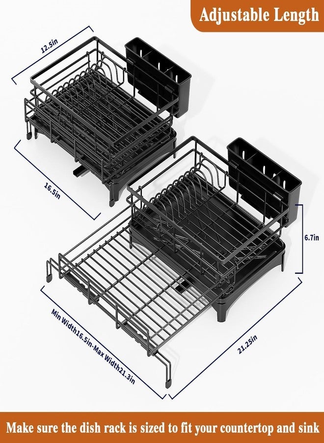 NIOFY Large Dish Drying Rack,Extendable Dish Rack with Cutlery Holder, Anti-Rust Black Dish Racks for Kitchen Counter,Dish Drainers for Kiitchen Sink,Over The Sink Drying Rack Kiitchen - Image 2