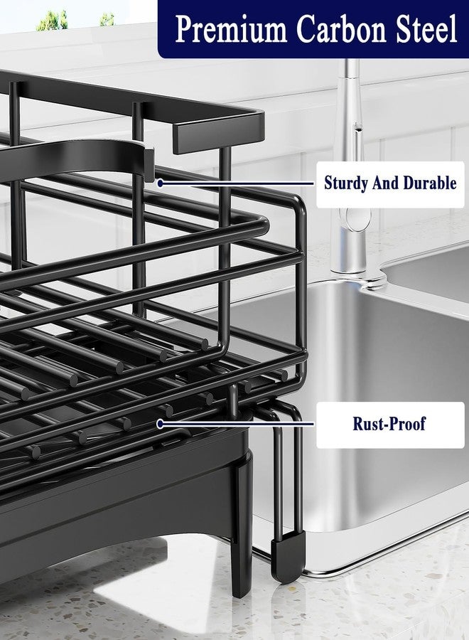 NIOFY Large Dish Drying Rack,Extendable Dish Rack with Cutlery Holder, Anti-Rust Black Dish Racks for Kitchen Counter,Dish Drainers for Kiitchen Sink,Over The Sink Drying Rack Kiitchen - Image 3