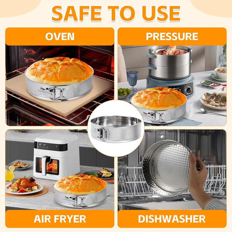 Aufind 10 Inch Springform Pan for Baking, 304 Stainless Steel Cheesecake Pan with Removable Bottom, Includes 12 Piping Tips and 50 Parchment Papers for Pie Cake Pizza and Quiches(10" Cake pan) - Image 2