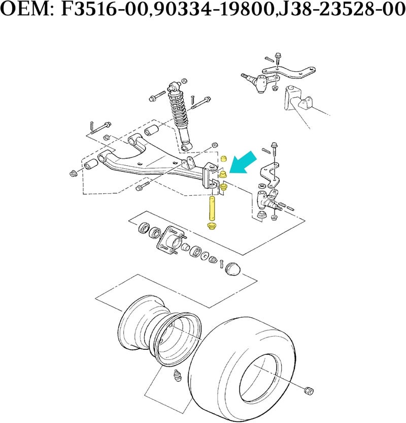 10L0L Golf Cart Steering Knuckle King Pin and Bushing Kit for Yamaha Models 1985-2001 - Image 4