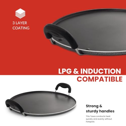 Blueberry's Nonstick Appachatty+Frying Pan 24cm Induction Base,Made in India (Tawa) - Image 5