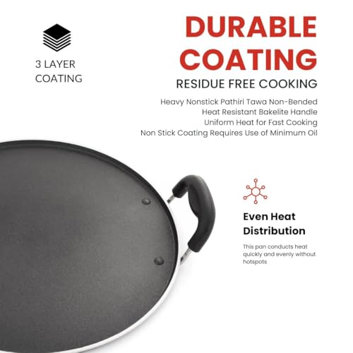 Blueberry's Nonstick Appachatty+Frying Pan 24cm Induction Base,Made in India (Tawa) - Image 3