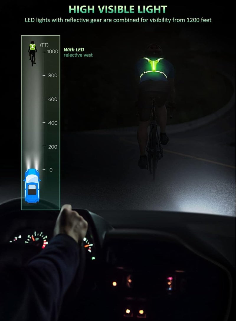 SYOSI LED Reflective Vest Running Gear, USB Rechargeable Light Up Running Vest Chest Phone Holder for Runners Night Walking,6 11hrs Light Adjustable WaistShoulder for Women Men Kids - Image 4
