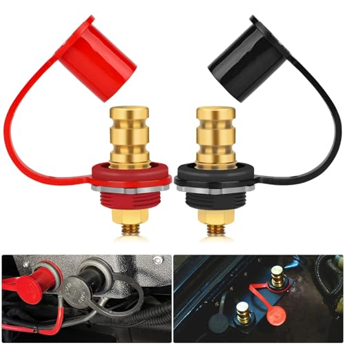 Linkstyle 2PCS Battery Charger Post, 250A Remote Battery Terminals Connectors, 3/8" Stud Jump Post, for Marine Boat UTV ATV Car RV Truck - Image 1