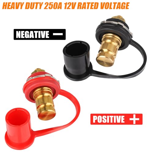 Linkstyle 2PCS Battery Charger Post, 250A Remote Battery Terminals Connectors, 3/8" Stud Jump Post, for Marine Boat UTV ATV Car RV Truck - Image 4