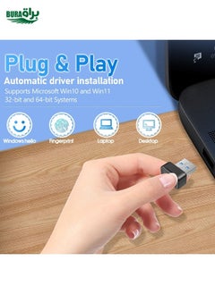 BURAQ Windows Hello Fingerprint Reader Security Key for Windows 10 / 11(Silver)  - Image 3