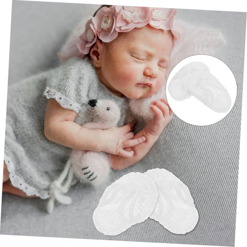 Crochet Knitted Baby Slippers White Photography Props For Newborn Photoshoot - Image 4