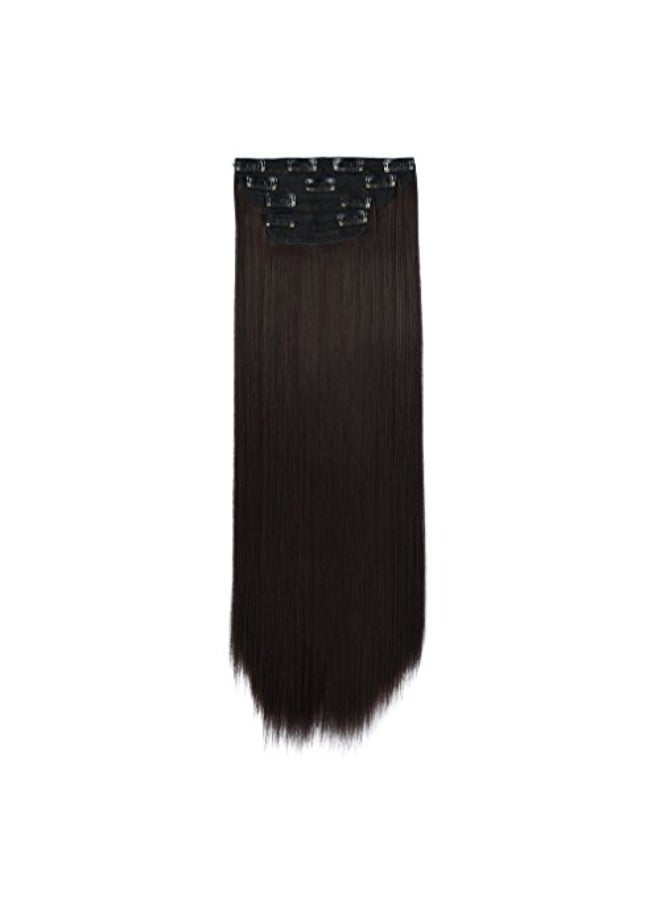 REECHO 20 Straight Long 4 PCS Set Thick Clip in on Synthetic Hair Extensions Dark Brown with Little Reddish - Image 3