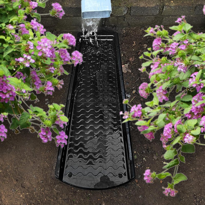 NAACOO 2 Pack Downspout Splash Block, Naacoo 24"" Rain Gutter Downspout Extensions/Extender With 4Pc Fixing Nails, Drainage To Protect House Foundations(4 Piece|Black) - Image 2