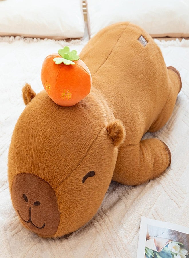 PEACH CAT قطة الخوخ، كابيبارا بلون الكاكي، دمية محشوة بطول 39.4 بوصة، حيوان كابيبارا محشو، ألعاب قطيفة لطيفة، هدايا للكبار، بني - Image 4