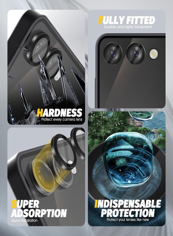 Orzero (2 Sets) Camera Lens Protector Compatible for Samsung Galaxy Z Flip 7/Z Flip 7 FE, Protector de Cámera One-Step Installation Tray Individual Alloy Metal Ring Glass Case Friendly - Black - Image 3