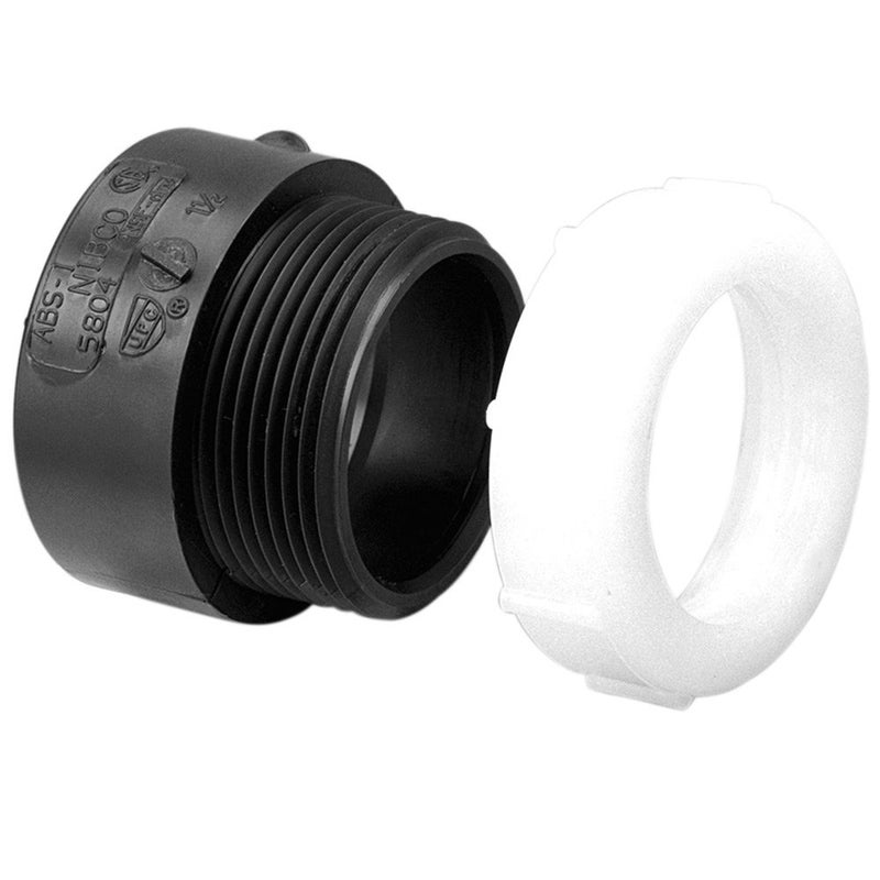 U58017 1-1/2"" Hxsj Trap Adapter Abs  Black/White
