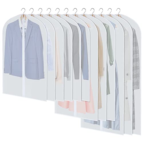 YYDSLEE Clear Garment Bags for Hanging Clothes, Set of 12 Suit Bags Dust-Resistant Clothes Cover Bags PEVA Breathable Clothes Protectors with Full Zipper for Closet Storage, 24” x 40”/47”/55” - Image 1