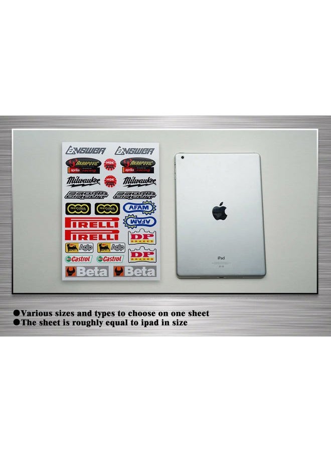 Kungfu Graphics Micro Sponsor Logo Racing Sticker Sheet Universal (7.2X 10.2 inch), White Black - Image 4