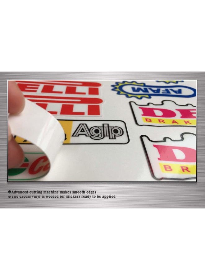 Kungfu Graphics Micro Sponsor Logo Racing Sticker Sheet Universal (7.2X 10.2 inch), White Black - Image 3