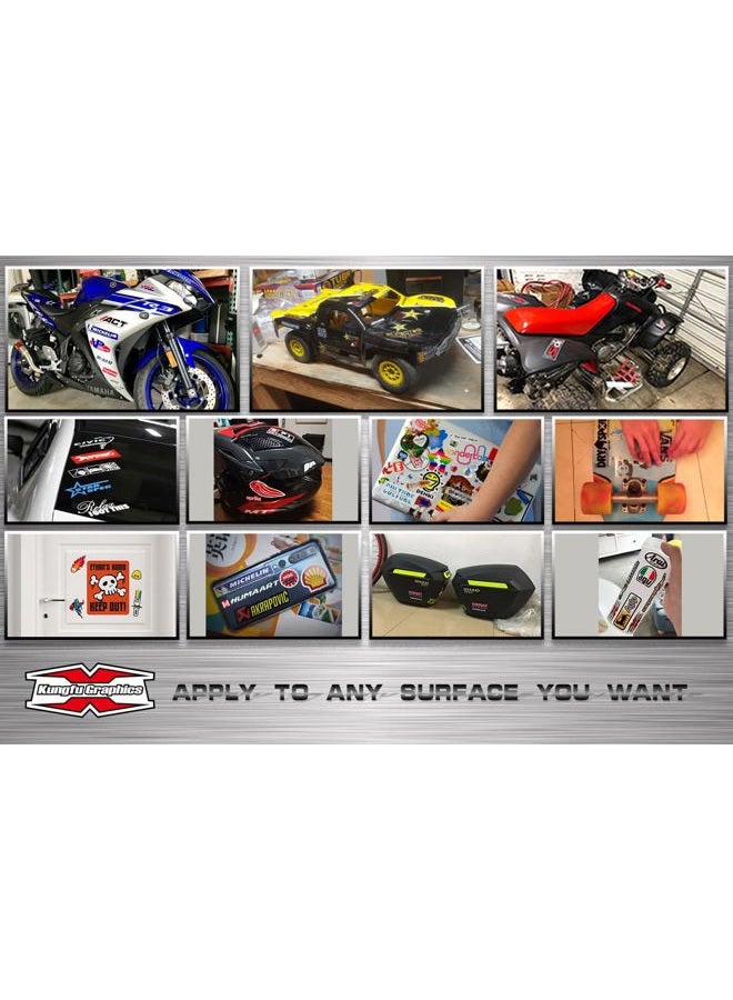 Kungfu Graphics Micro Sponsor Logo Racing Sticker Sheet Universal (7.2X 10.2 inch), White Black - Image 5
