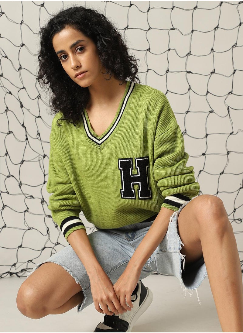 Hubberholme Women's Multicoloured 100% Acrylic Solid Regular Fit Sweater  - Image 1