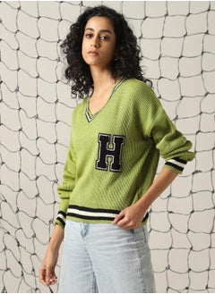 Hubberholme Women's Multicoloured 100% Acrylic Solid Regular Fit Sweater  - Image 2
