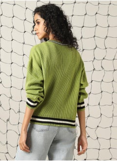 Hubberholme Women's Multicoloured 100% Acrylic Solid Regular Fit Sweater  - Image 3