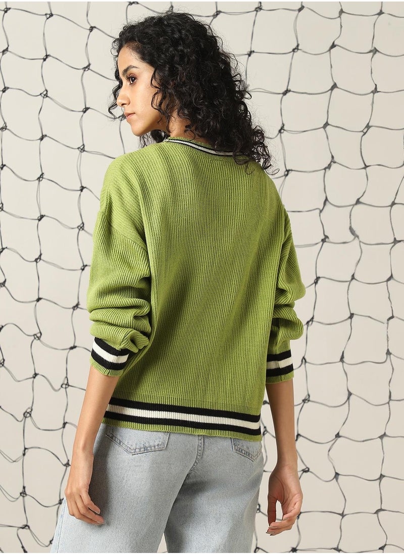 Hubberholme Women's Multicoloured 100% Acrylic Solid Regular Fit Sweater  - Image 3