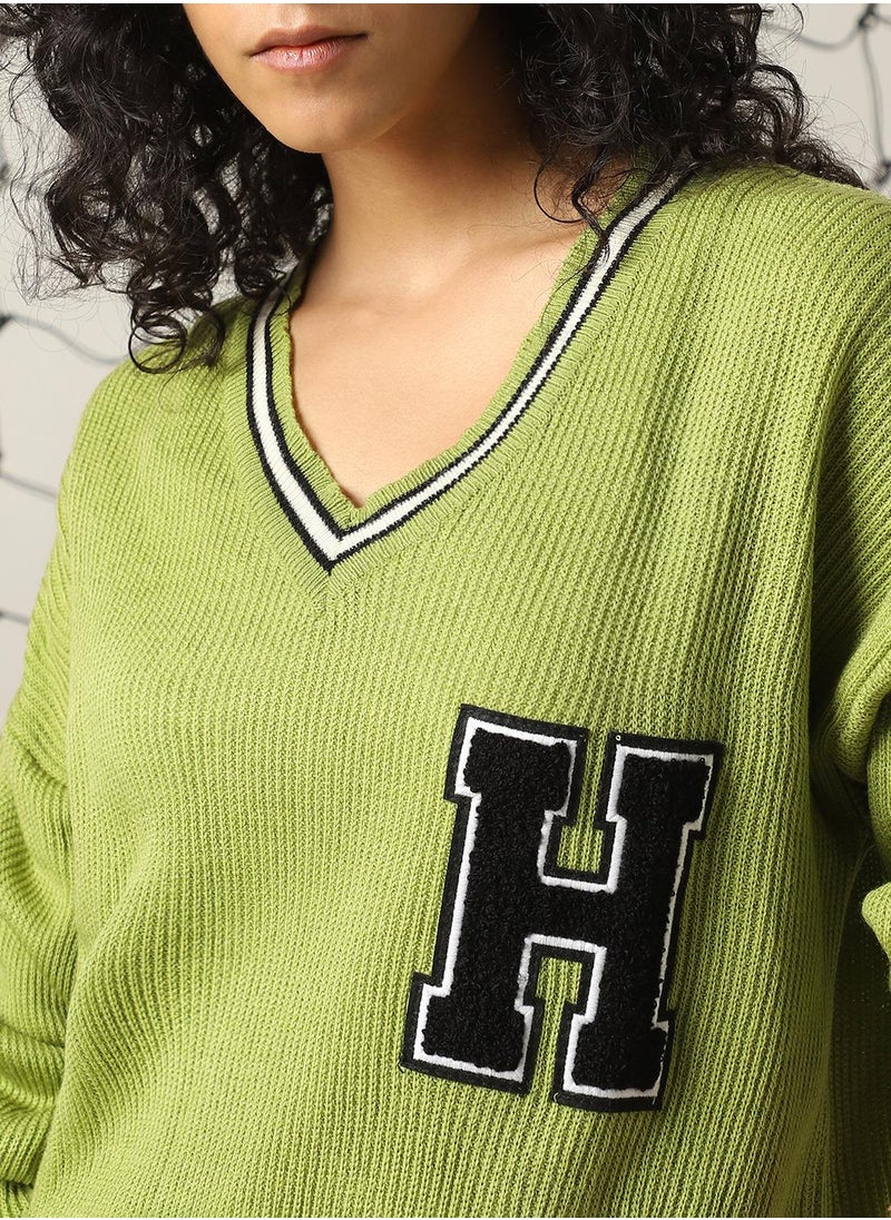 Hubberholme Women's Multicoloured 100% Acrylic Solid Regular Fit Sweater  - Image 5
