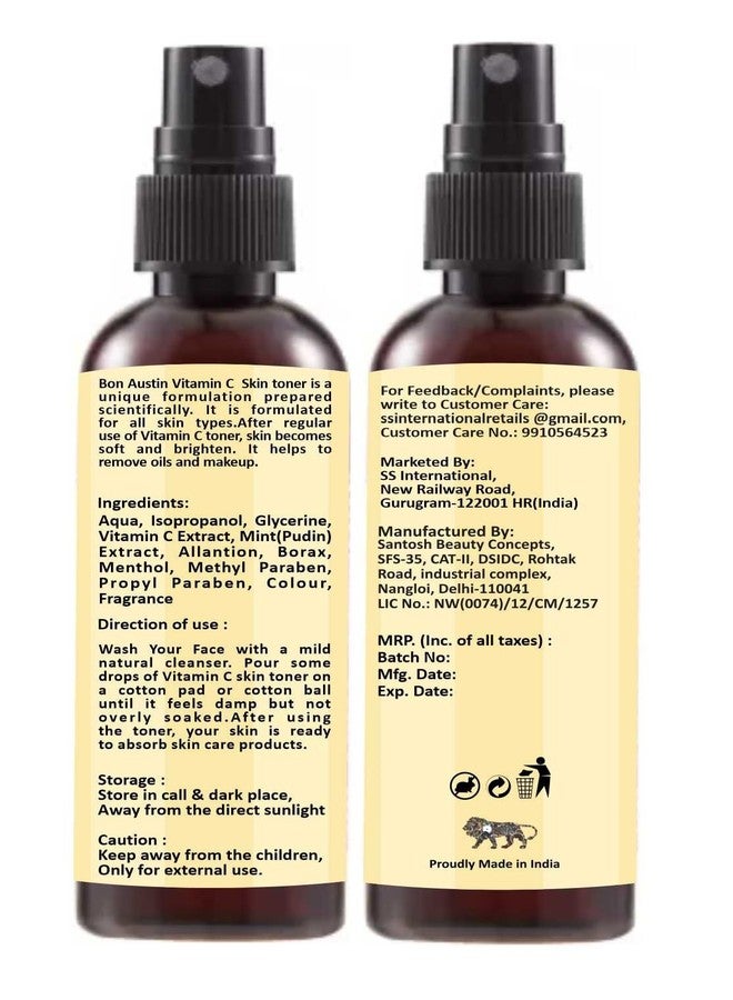 Bon Austin Rose Petal Toner 100ML & Vitamin C Face Toner 100ML Tightens Pores | Instantly Hydrates | Gaves Hydrating and Cleansing Skin Pack of 2 - Image 3