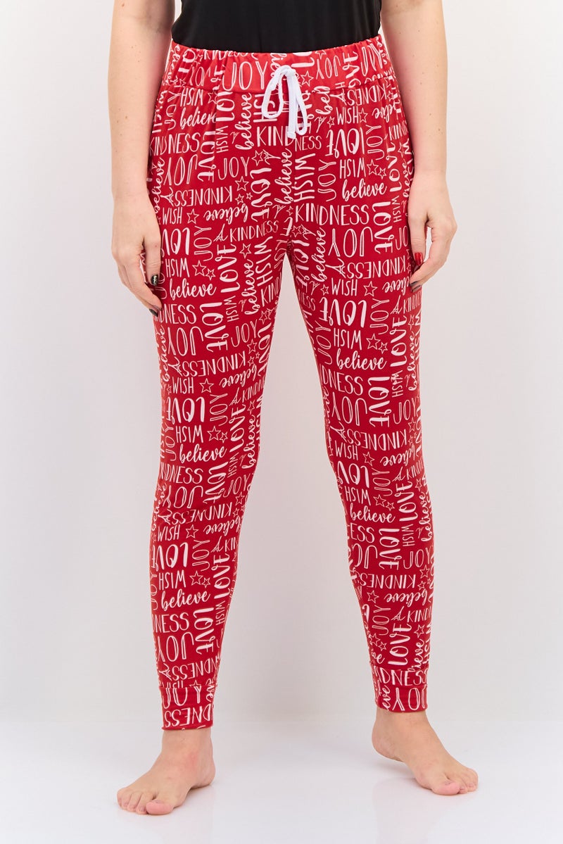 French Affair Women Allover Print Drawstring Nightwear Pajama, Multicolor - Image 1