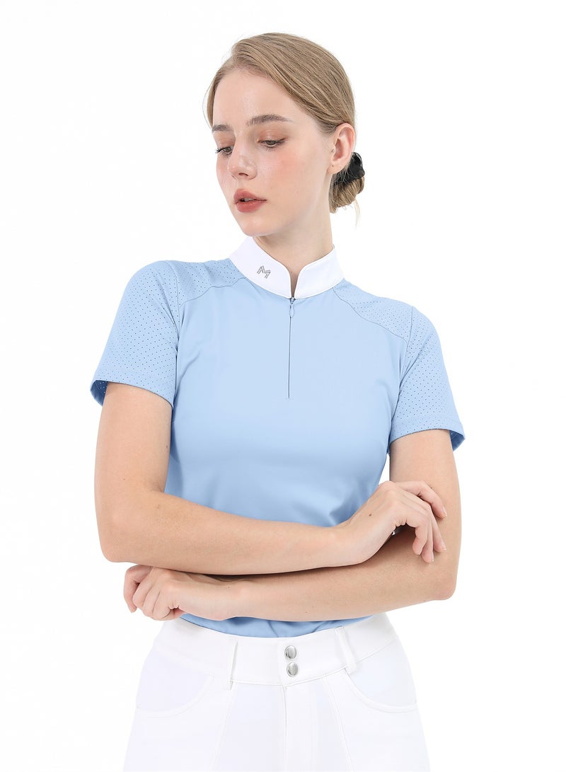 general Women Short Sleeve Equestrian T-shirts Summer Breathable Riding Horse Tops with M Pattern Equestrian Clothes - Image 2