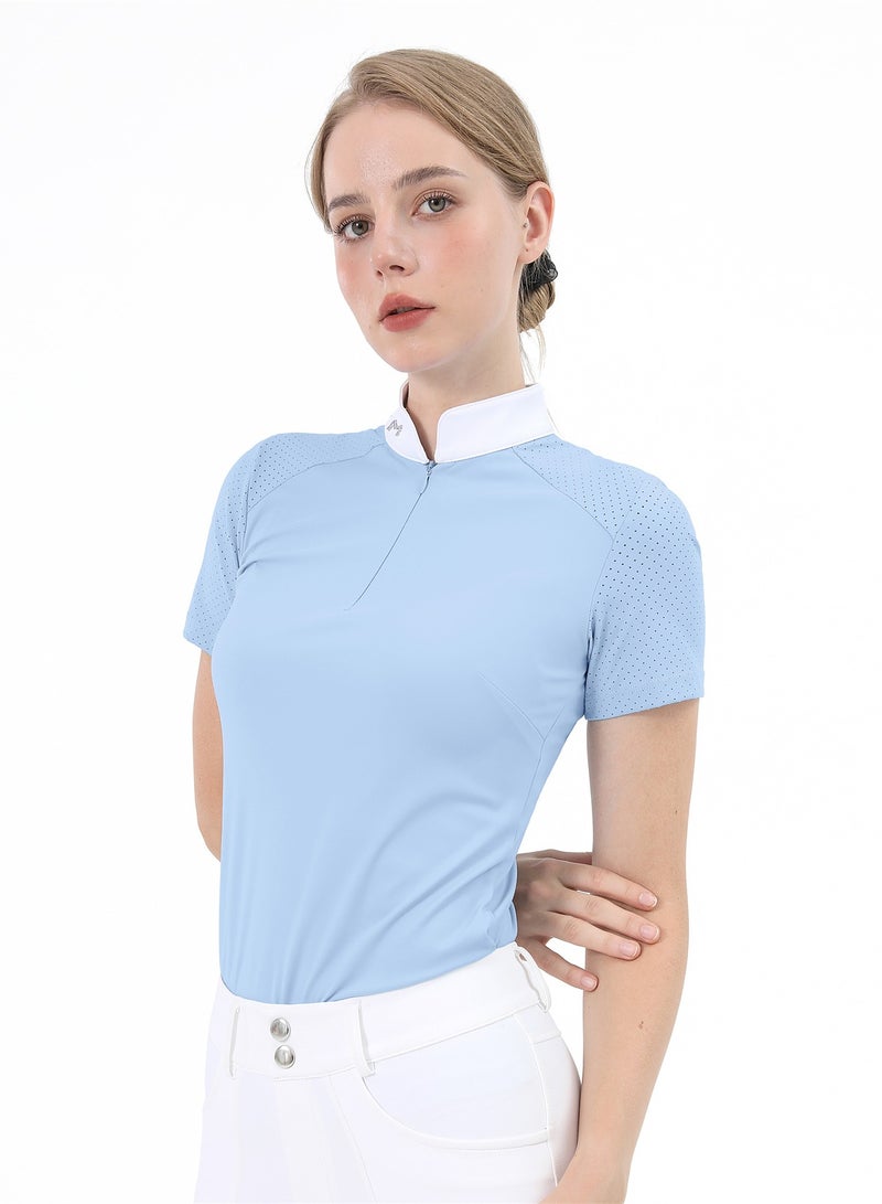 general Women Short Sleeve Equestrian T-shirts Summer Breathable Riding Horse Tops with M Pattern Equestrian Clothes - Image 1