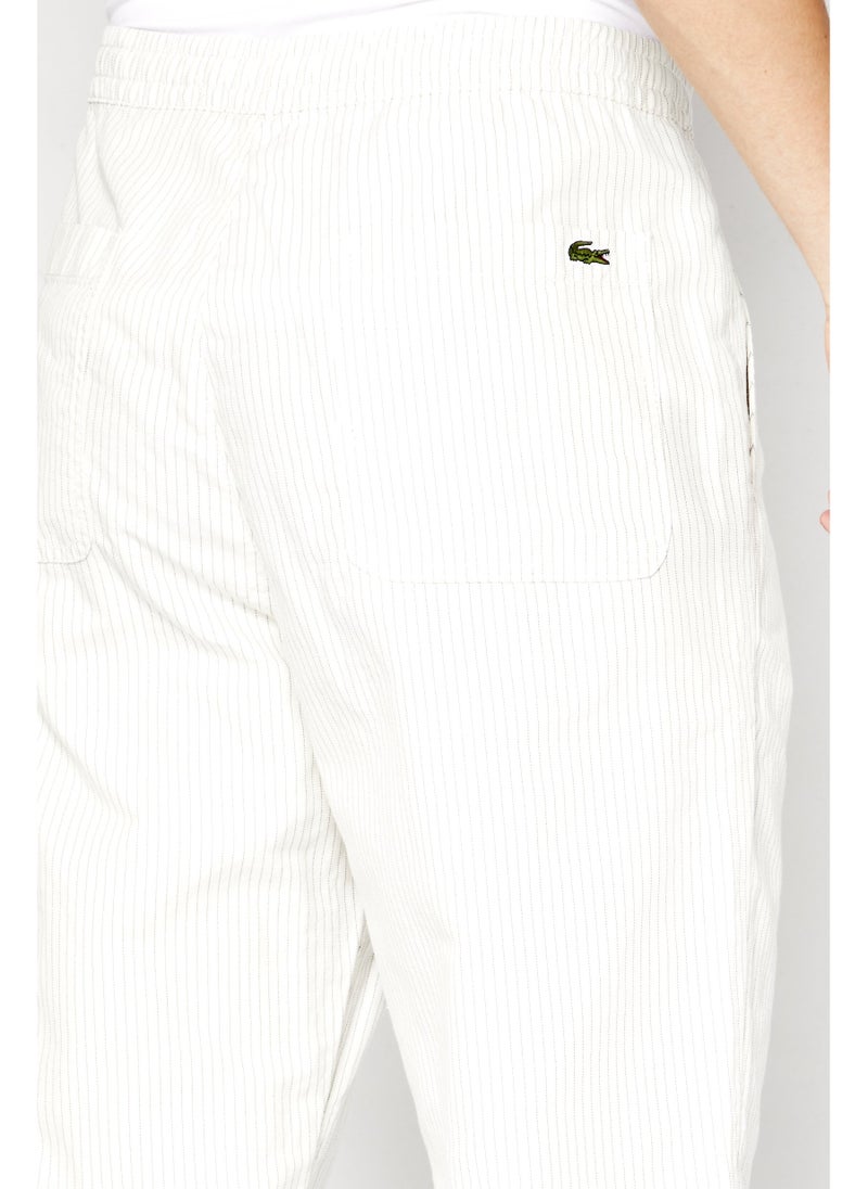 LACOSTE Men Regular Fit Stripe No Stretch Chinos, Off White  - Image 5