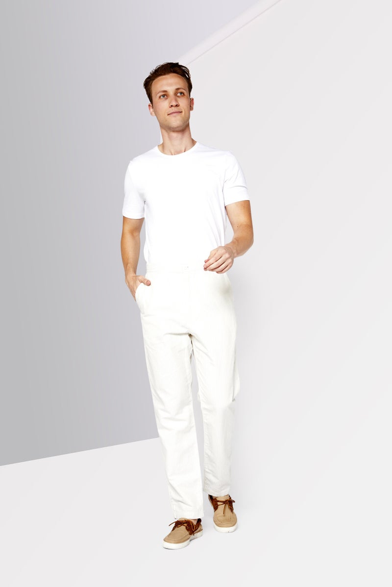 LACOSTE Men Regular Fit Stripe No Stretch Chinos, Off White  - Image 4