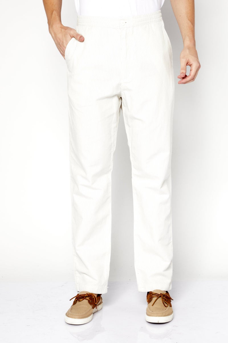 LACOSTE Men Regular Fit Stripe No Stretch Chinos, Off White  - Image 1