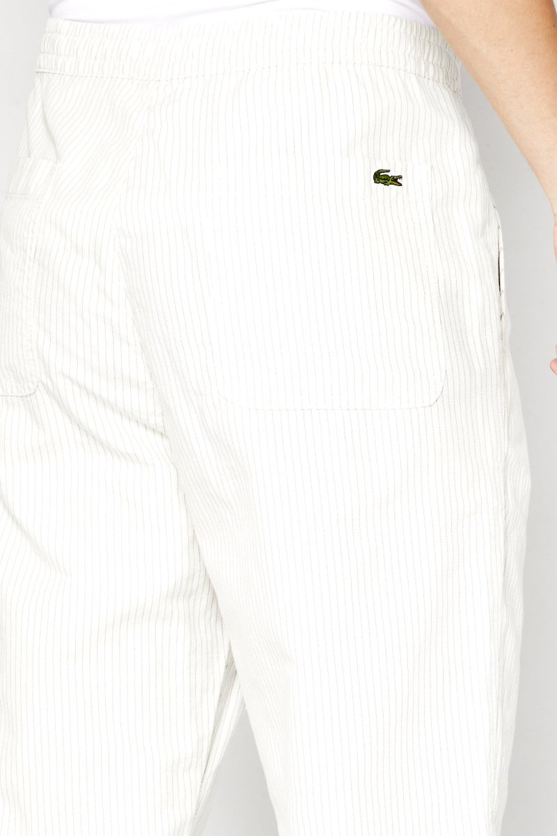 LACOSTE Men Regular Fit Stripe No Stretch Chinos, Off White  - Image 3
