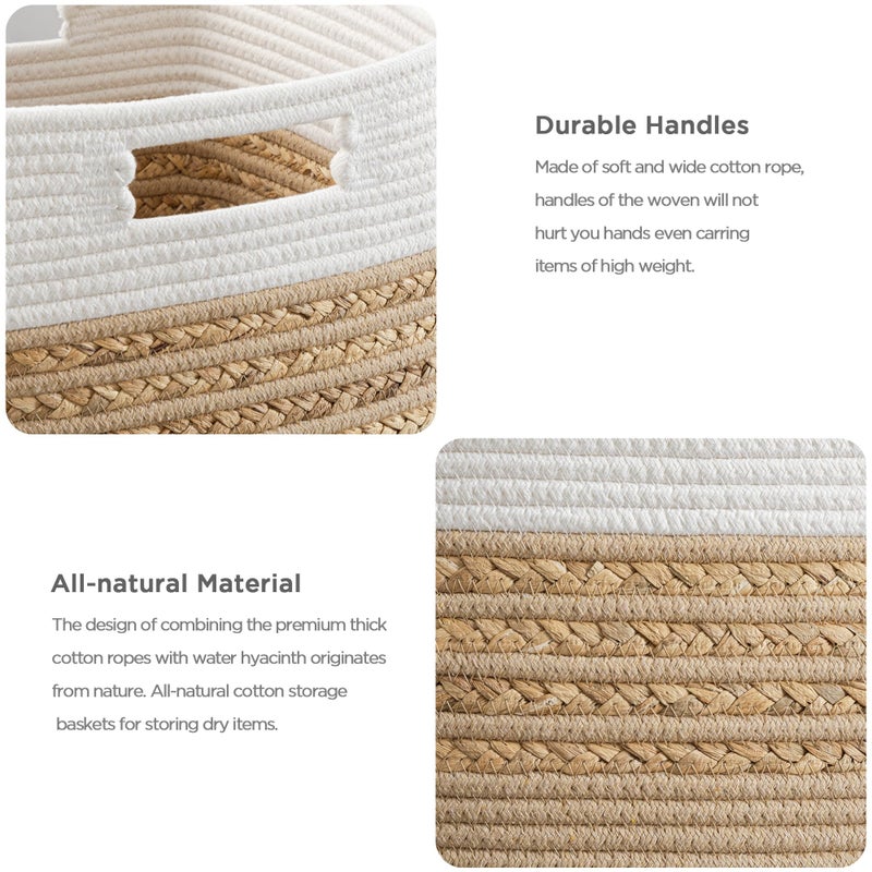 UBBCARE Set of 4 Storage Cubes 11 X 10.5 X 10.5 in, Water Hyacinth Storage Bins for Shelves, Toys, Book, Storage Baskets with Handles, Cotton Rope Woven Baskets for Organizing, Brown - Image 3