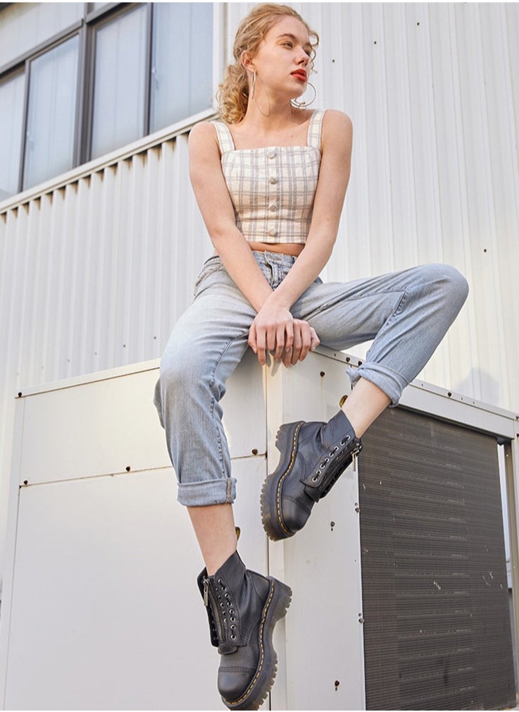 Loquat Motorcycle Ankle Platform Boots  Black  - Image 1