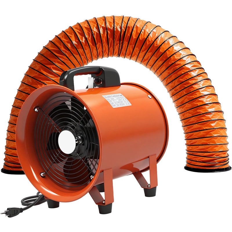 dreamdragon Upgraded 8-Inch Utility Blower Fan, Portable Industrial Exhaust Fan with 33ft Flexible Duct Hose, 3300 RPM Low-Noise Ventilator for Workshops Warehouses and Basements - Image 1