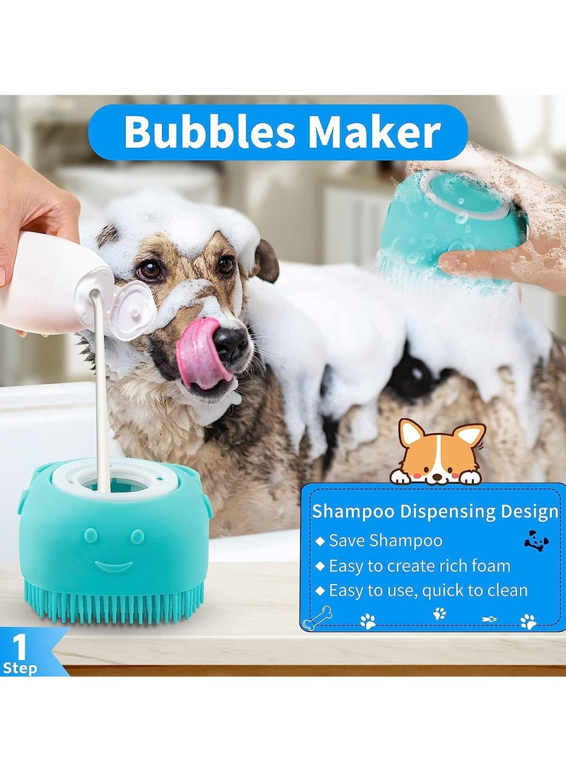 CMGTYYD 3Pcs Dog Bath Brush with 1 Pair Dog Bath Gloves, Silicone Massage Brush Scrubber, Dog Shampoo Brush, Dog Scrubber for Bath, Dog Shower/Grooming/Washing Brush with Adjustable Ring Handle  - Image 2