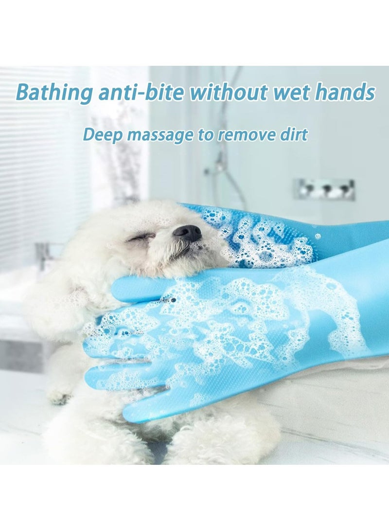 CMGTYYD 3Pcs Dog Bath Brush with 1 Pair Dog Bath Gloves, Silicone Massage Brush Scrubber, Dog Shampoo Brush, Dog Scrubber for Bath, Dog Shower/Grooming/Washing Brush with Adjustable Ring Handle  - Image 3