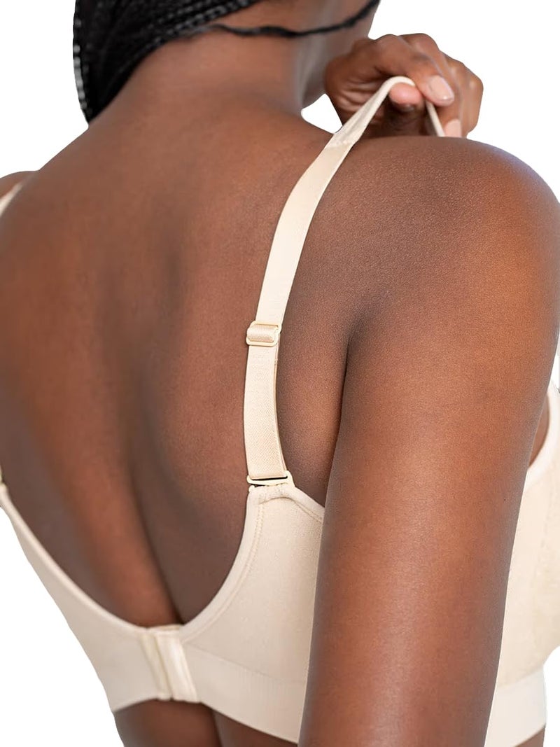 SHAPERMINT Bras for Women No Underwire - Seamless Bras for Women, Wireless Bra, Adjustable Plus Size Bra Beige - Image 2