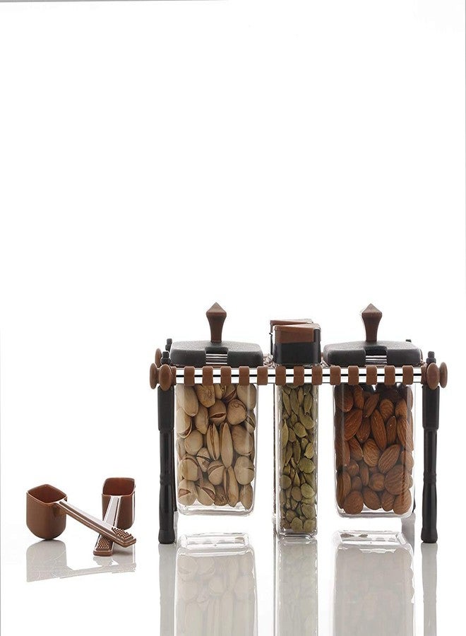 Kproxi 2 in 1 Khatli Style 4 Bottles Multipurpose Revolving Plastic Spice Rack Jars & Containers, Standard Khatli Set Spice Rack Jars for Kitchen (Multicolor) - Image 1