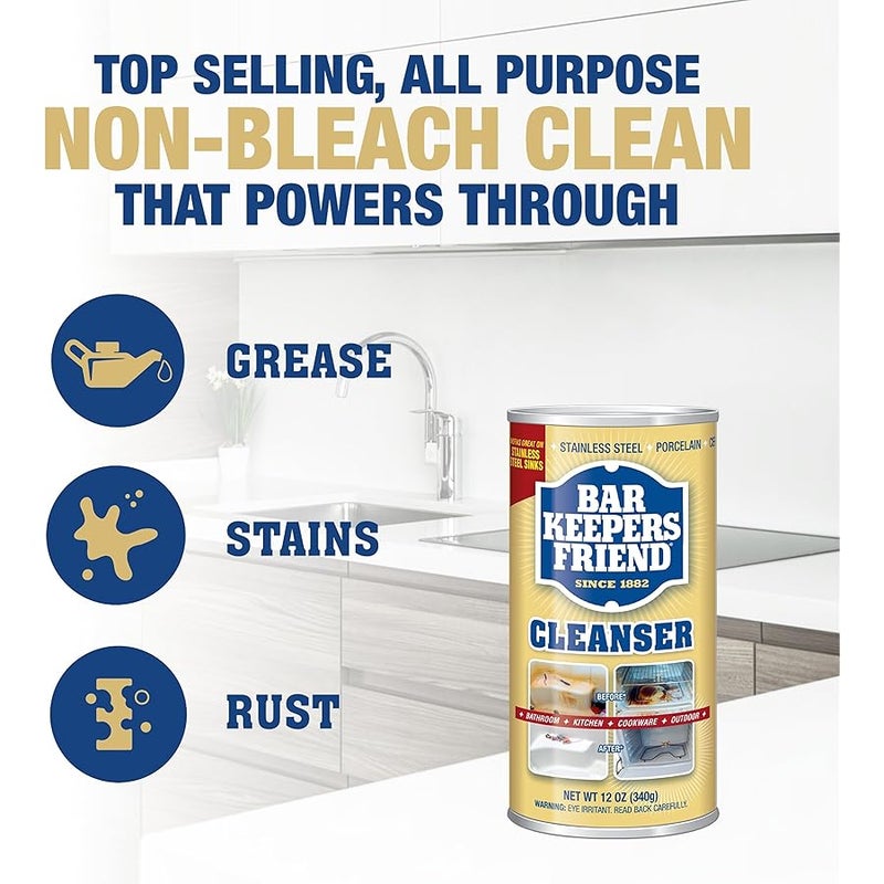 Arabest Powder Cleanser 12 Oz - Multipurpose Cleaner & Stain Remover - Bathroom, Kitchen & Outdoor Use - for Stainless Steel, Aluminum, Brass, Ceramic, Porcelain, Bronze and More (2 Pack) - Image 2