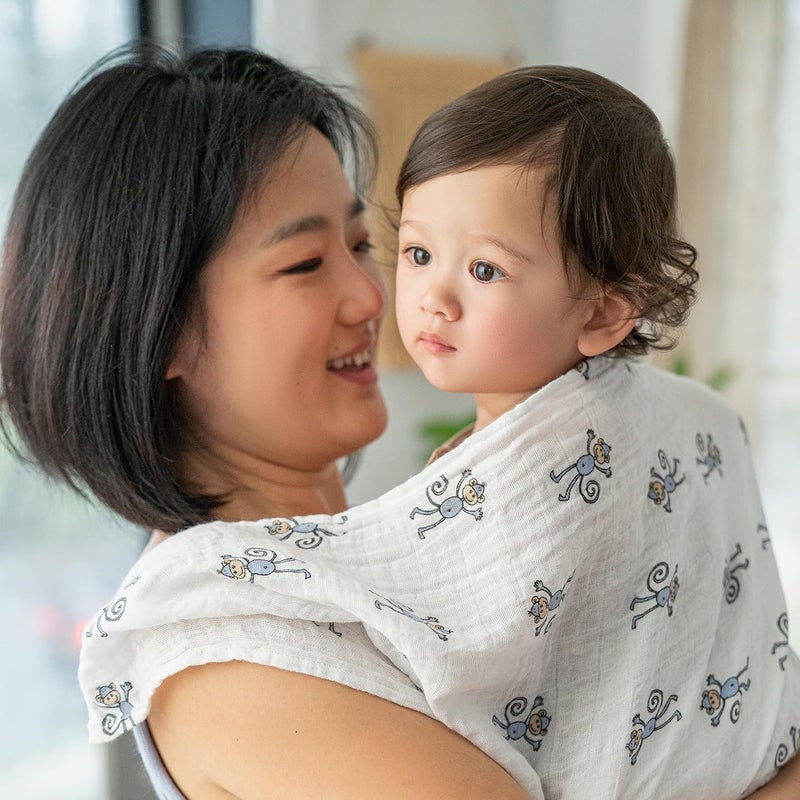 aden + anais Swaddle Blanket, Boutique Muslin Blankets for Girls & Boys, Baby Receiving Swaddles, Ideal Newborn & Infant Swaddling Set, Perfect Shower Gifts, 4 Pack, Jungle Jam - Image 5