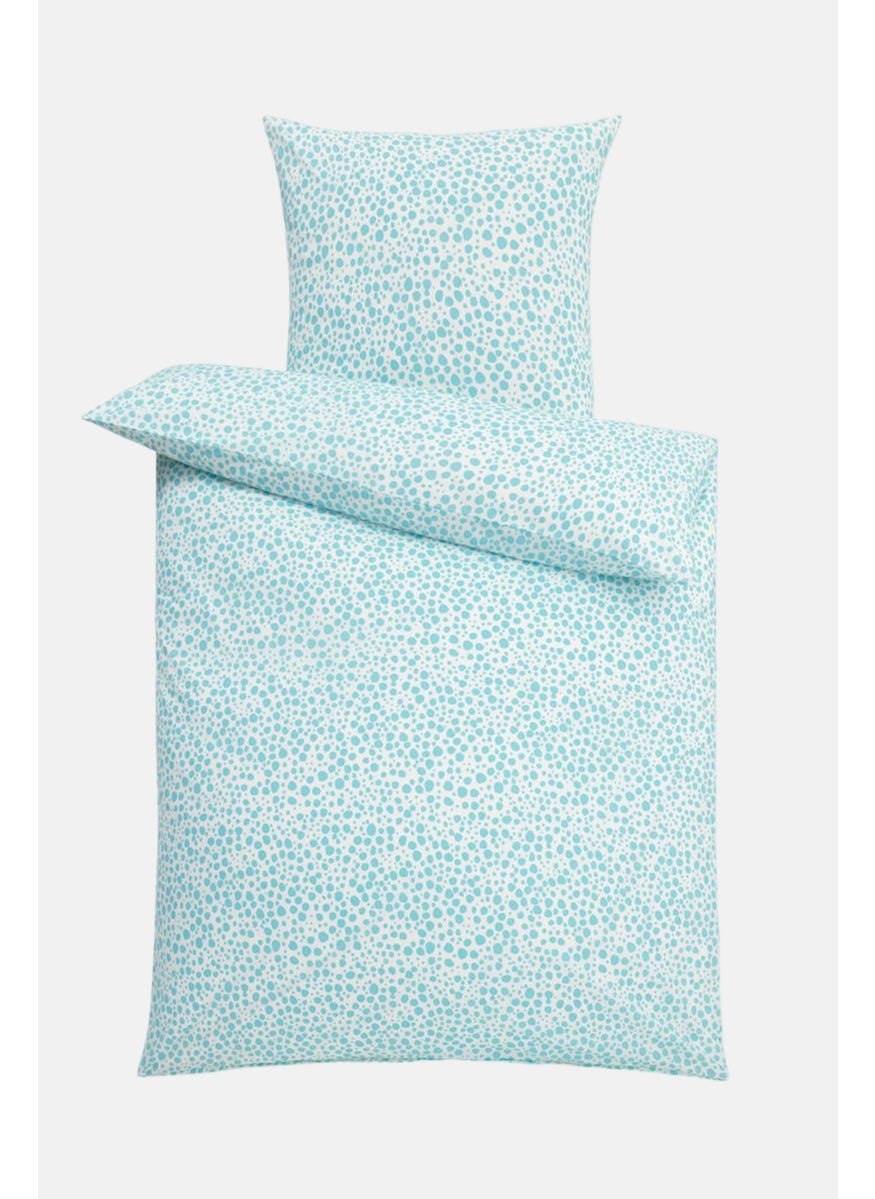 Tchibo Premium Cotton Allover Print Duvet Set 135 x 200 cm, White/Aqua  - Image 2