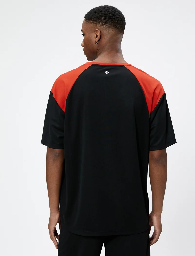 KOTON Sports Oversize T-Shirt Slogan Printed Crew Neck Half Sleeve