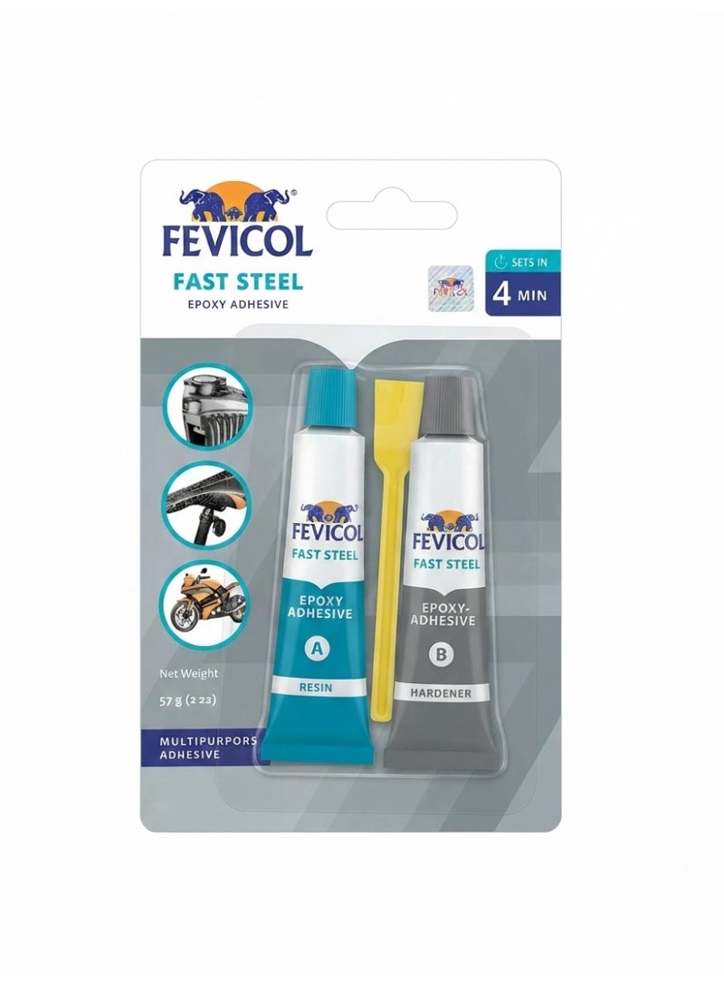 FEVICOL Fast Steel Epoxy Adhesive, 2-Part Multi-Purpose Glue, 57g - Image 1