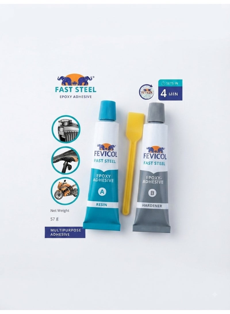 FEVICOL Fast Steel Epoxy Adhesive, 2-Part Multi-Purpose Glue, 57g - Image 2