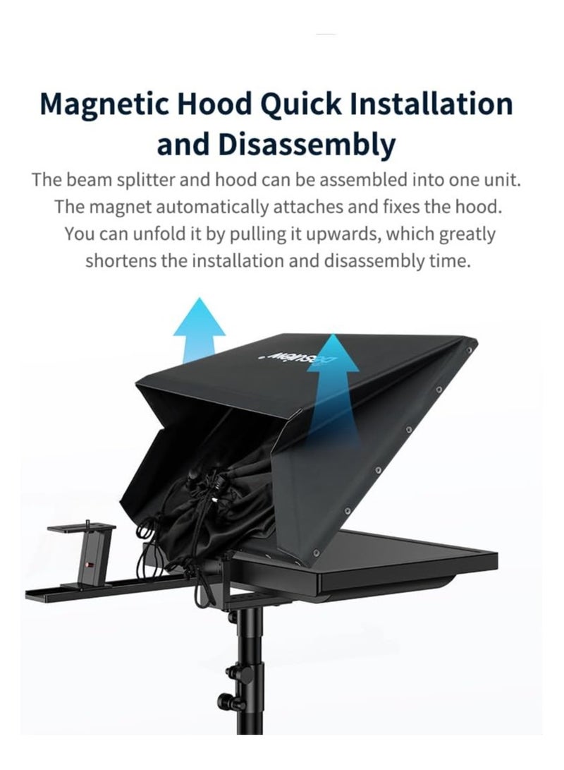 ديسفيو T20 جهاز تلقين (تليبرومتر) قابل للطي بشاشة كبيرة 20 بوصة للبث المباشر وتسجيل الفيديو والتصوير الأفقي والعمودي - Image 1