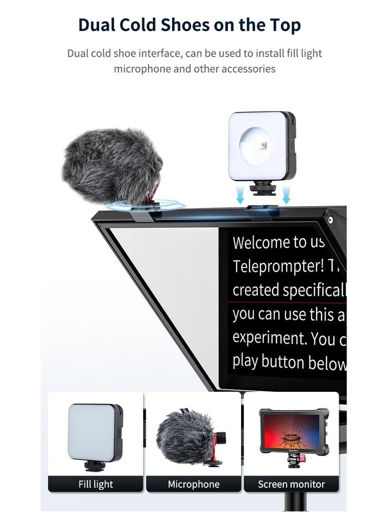 ديسفيو T20 جهاز تلقين (تليبرومتر) قابل للطي بشاشة كبيرة 20 بوصة للبث المباشر وتسجيل الفيديو والتصوير الأفقي والعمودي - Image 5