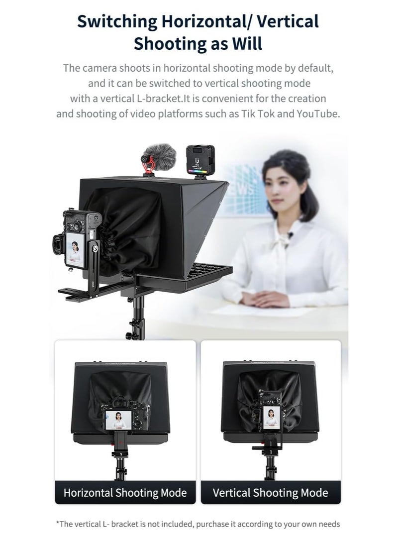 ديسفيو T20 جهاز تلقين (تليبرومتر) قابل للطي بشاشة كبيرة 20 بوصة للبث المباشر وتسجيل الفيديو والتصوير الأفقي والعمودي - Image 3